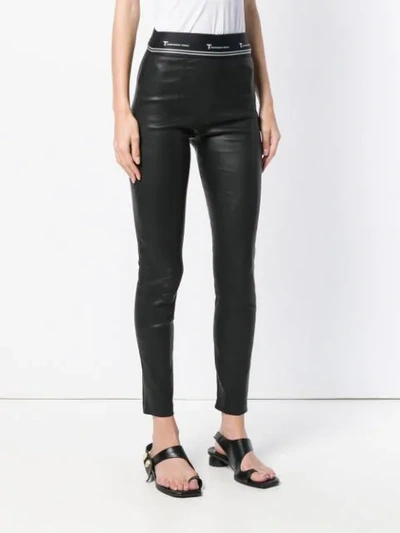 Shop Alexander Wang T Leather Logo Leggings In Black
