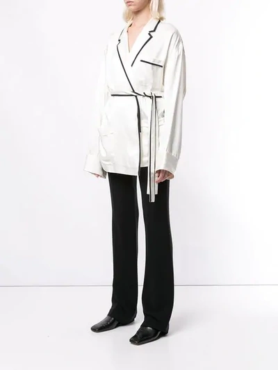 Shop Haider Ackermann Satin Pyjama Shirt In White