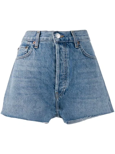 Shop Re/done High-waisted Denim Shorts In Blue