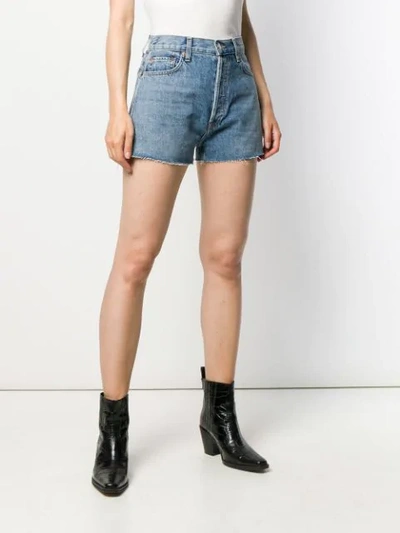 Shop Re/done High-waisted Denim Shorts In Blue