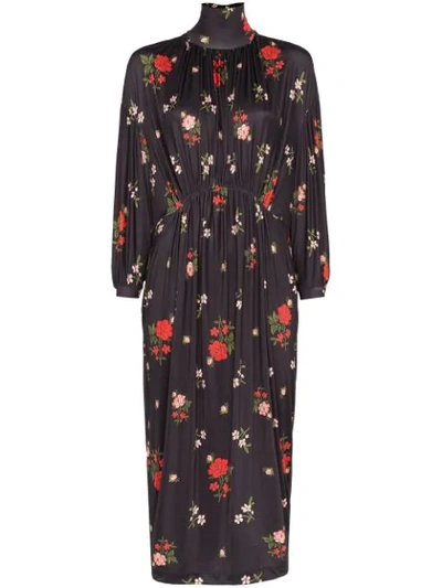 Shop Simone Rocha Floral Embroidered Midi Dress In Multicoloured