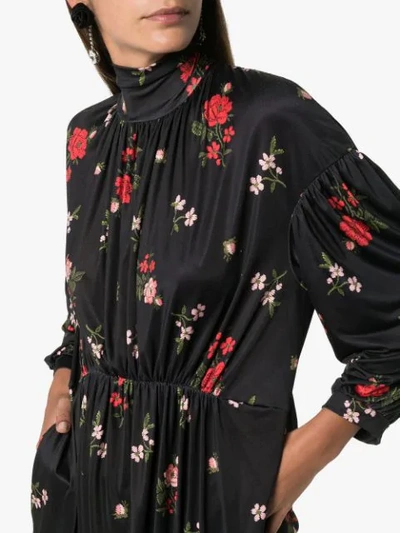 Shop Simone Rocha Floral Embroidered Midi Dress In Multicoloured