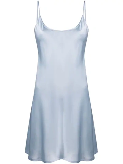 Shop La Perla Silk Slip Dress In Blue