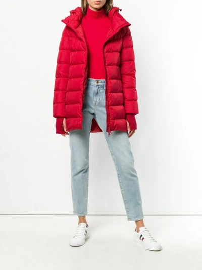 Shop Herno Hooded Padded Coat - Red