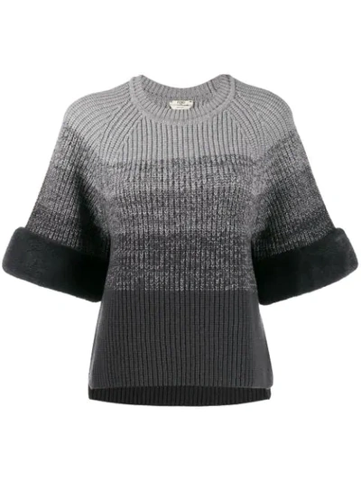 Shop Fendi Gradient Knitted Jumper In Grey