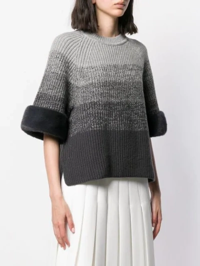 Shop Fendi Gradient Knitted Jumper In Grey