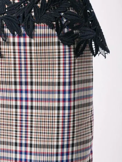 Shop Kolor Lace Detailed Checked Skirt In Multicolour