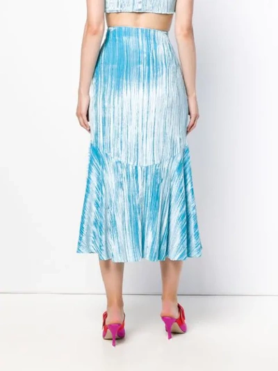 Shop Kenzo Frilled Velvet Skirt In Blue