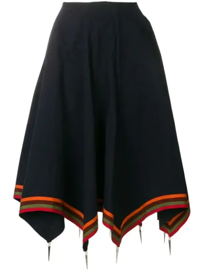 Shop Jw Anderson Contrast Trim Asymmetric Skirt In Blue