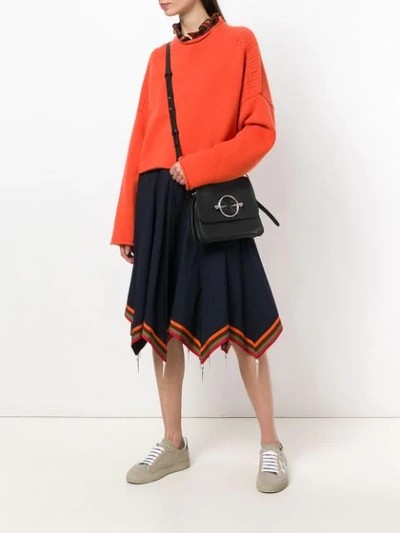 Shop Jw Anderson Contrast Trim Asymmetric Skirt In Blue