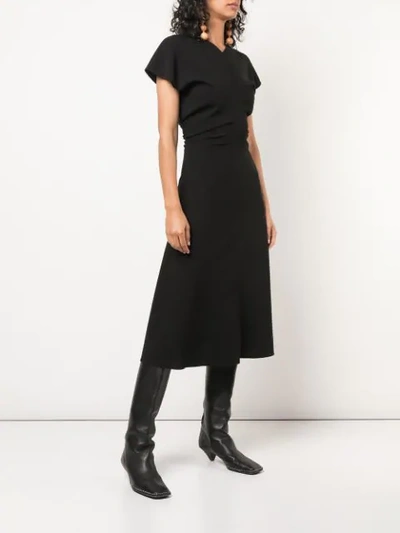 Shop Proenza Schouler Textured Crepe Short Sleeve Dress In Black