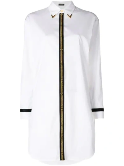 Shop Versace Embroidered Oversized Shirt In White
