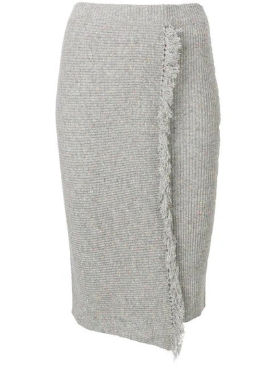 Shop Cashmere In Love Envelope Fringed Skirt In Grey