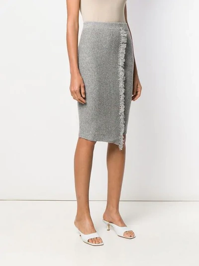 Shop Cashmere In Love Envelope Fringed Skirt In Grey