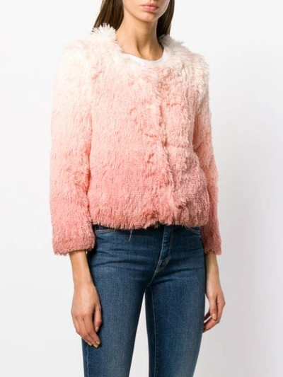 Shop Mother Gradient Fluffy Jacket In Pink