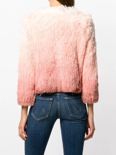 Shop Mother Gradient Fluffy Jacket In Pink
