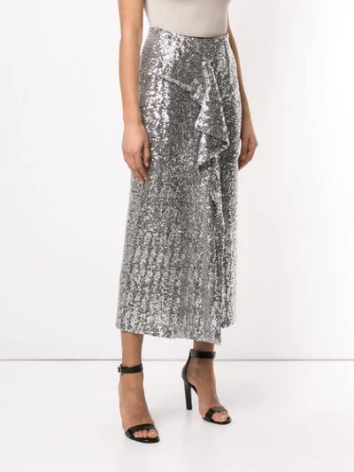 Shop Roland Mouret Lowit Sequin Pencil Skirt In Silver