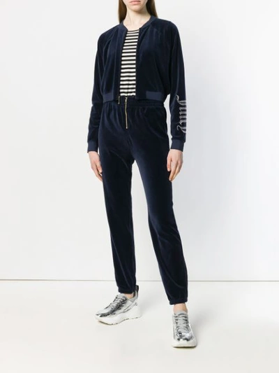 Shop Juicy Couture Swarovski Personalisable Velour Crop Jacket In Blue