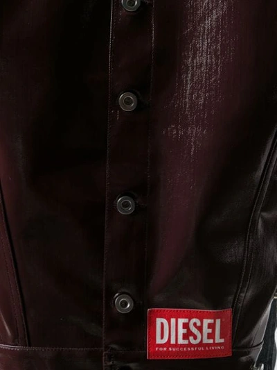 Shop Diesel Red Tag Varnished Denim Jacket