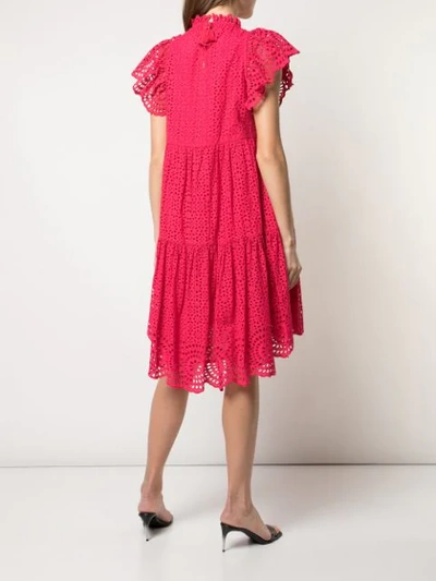 Shop Ulla Johnson Laser Cut Tiered Mini Dress - Pink