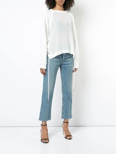 Shop Barbara Bui Lace Up Sides Sweatshirt In White