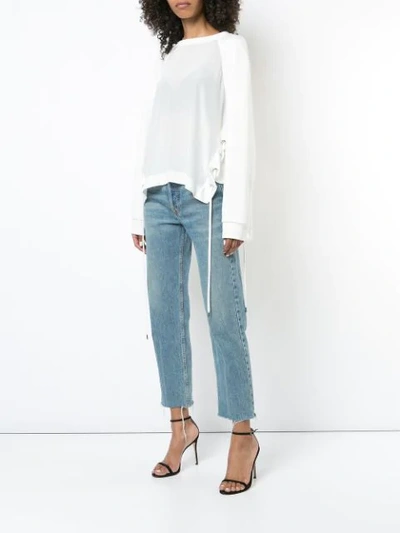 Shop Barbara Bui Lace Up Sides Sweatshirt In White