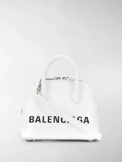 Shop Balenciaga Ville Xxs Croc Bag In White