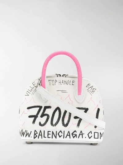 Shop Balenciaga Ville Xxs Graffiti Bag In White