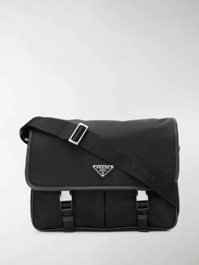 Shop Prada Safety Buckle Shoulder Bag In Black
