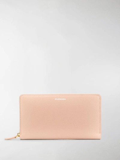 Shop Balenciaga Zip-around Ville Wallet In Neutrals