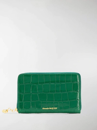 Shop Alexander Mcqueen Crocodile-effect Wallet In Green
