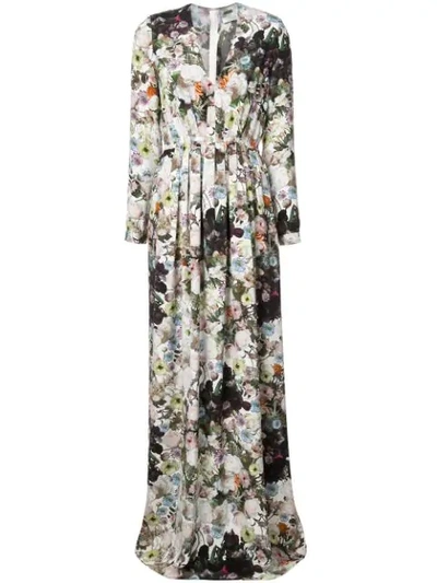 Shop Adam Lippes Long Floral Dress In Multicolour