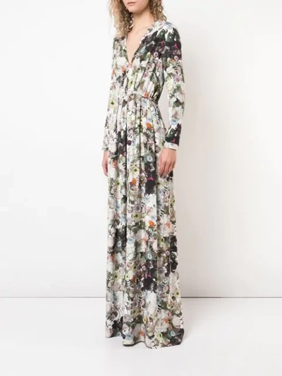 Shop Adam Lippes Long Floral Dress In Multicolour