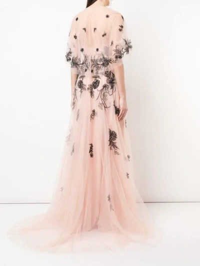 Shop Marchesa Notte Long Embroidered Gown In Pink