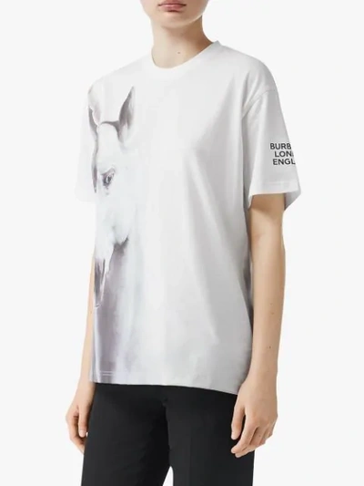 Shop Burberry Unicorn Print Cotton Oversized T-shirt In White