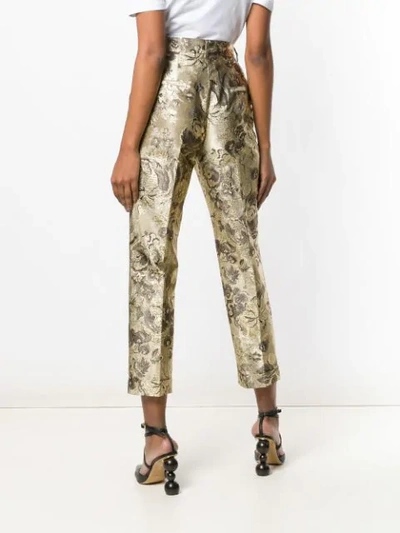 Shop Dolce & Gabbana Floral Jacquard Trousers In Gold
