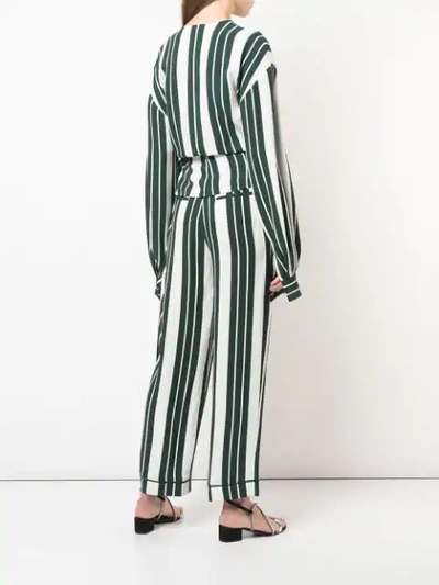 Shop Oscar De La Renta Striped Asymmetric Blouse In White