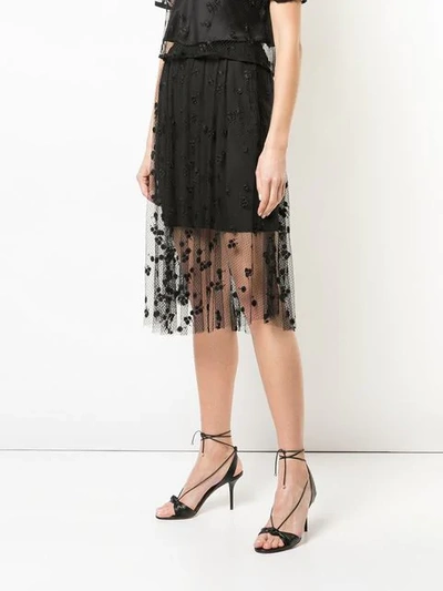 Shop Josie Natori Embroidered Skirt In Black