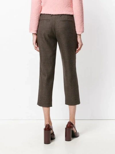 Shop Prada Checked Cropped Trousers In Brown