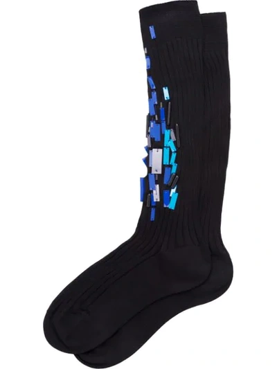 Shop Prada 'lisle' Socken In F0d9m Black/blue