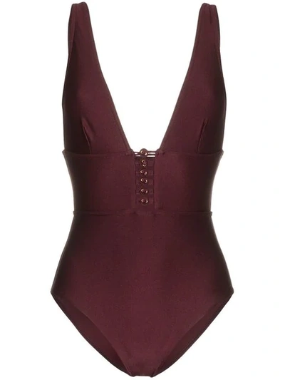 Shop Zimmermann Juniper Button One Piece In Purple