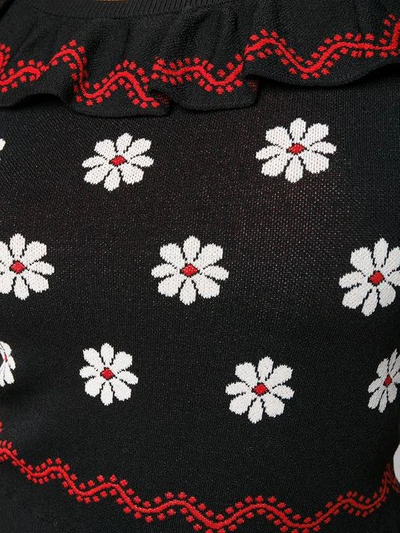 Shop Red Valentino Floral Intarsia Knitted Top In Black