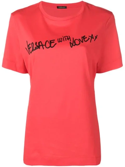 Shop Versace Sustainable  With Love T In Red