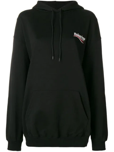 Shop Balenciaga Oversized Logo Hoodie In Black