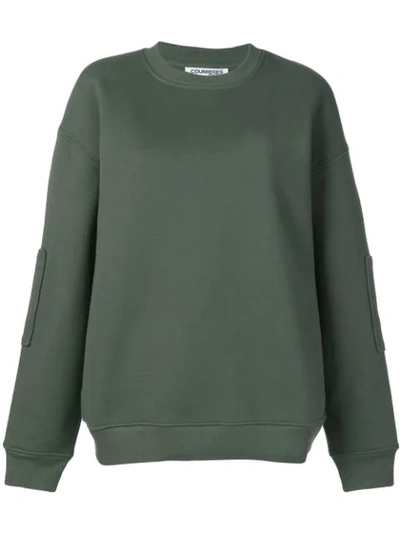 Shop Courrèges Oversized Logo Sweatshirt In Green