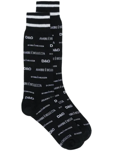 Dolce & Gabbana Slogan Socks In Black | ModeSens