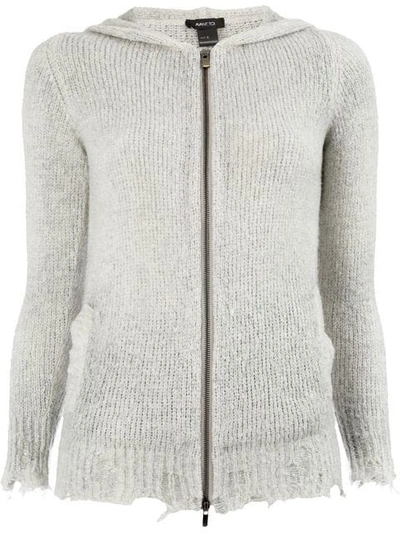 Shop Avant Toi Distressed Knitted Jacket In Grey