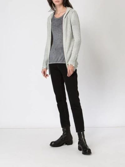 Shop Avant Toi Distressed Knitted Jacket In Grey