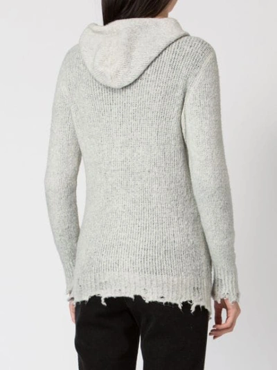 Shop Avant Toi Distressed Knitted Jacket In Grey