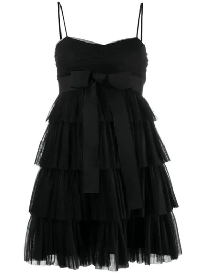 Shop Red Valentino Bow Tulle Embellished Dress In 0no Black